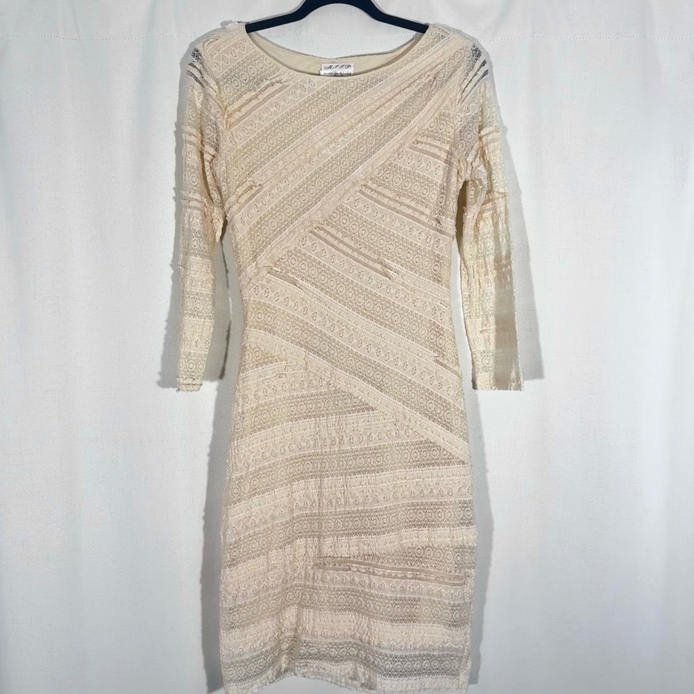 Vintage 90s Max Studio Cream Lace Midi Dress